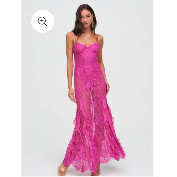 Free People For Love & Lemons Shirley Lace Bodysuit Maxi Dress Size Small  NWOT - coffeafoods.com